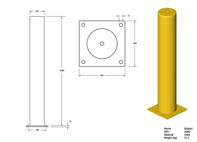 <strong>NBL 165/1260 Heavy Duty Protection Steel Bollard</strong>